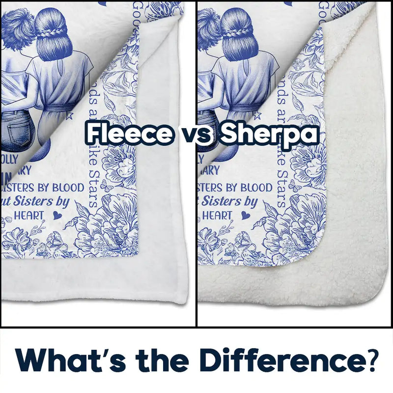 Gift For Bestie,Gift For Sisters,Gift For Sibling,Happy - Best Friends Forever Connected By Heart Toile - Personalized Fleece Blanket, Sherpa Blanket