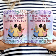 Gift For Bestie,Gift For Sisters,Gift For Women,Gifts For Colleagues,Happy - A True Friendship Is A Journey Without An End Twinkle Leopard - Personalized White Edge-to-Edge Mug