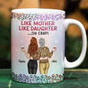 Funny,Gift For Mother,Mom,Daughters,Gift For Daughter - Like Mother Like Daughter Twinkle Leopard - Personalized White Edge-to-Edge Mug