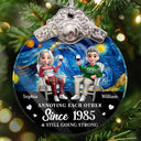 Annoying Each Other Since Loving Couple - Personalized Glass Ornament With Silver Cap