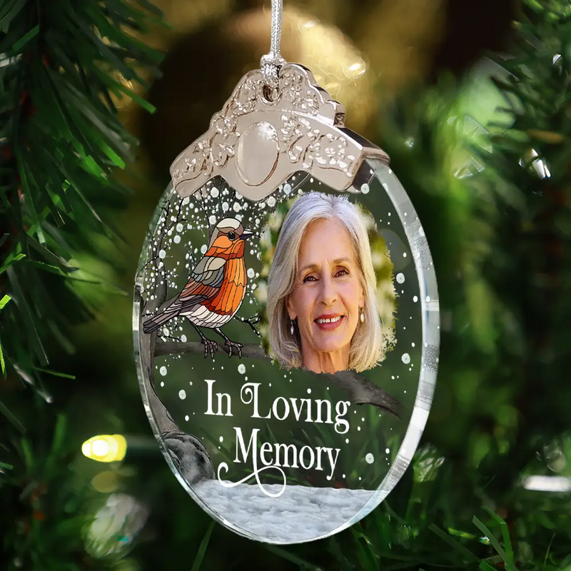 Sad,Memorial,Family,Parents,Gift For Grandparents,Christmas - Custom Photo I'm Always With You Memorial - Personalized Glass Ornament With Silver Cap