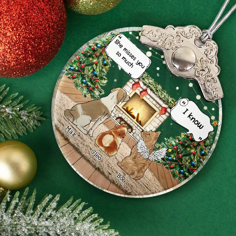 Sad,Memorial,Dog Lovers,Pet Lovers,Cat Lovers,Christmas - They Still Talk About You Memorial Dog Cat - Personalized Glass Ornament With Silver Cap