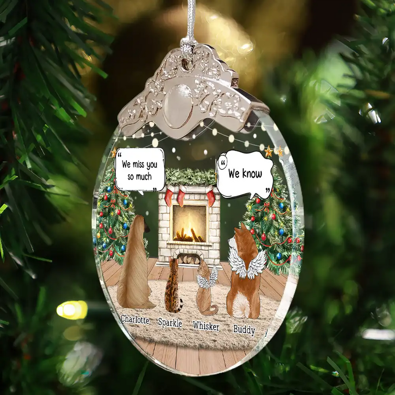 They Still Talk About You Memorial Dog Cat - Personalized Glass Ornament With Silver Cap