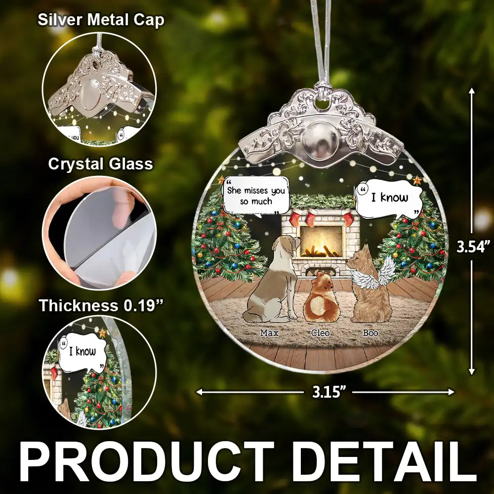 Sad,Memorial,Dog Lovers,Pet Lovers,Cat Lovers,Christmas - They Still Talk About You Memorial Dog Cat - Personalized Glass Ornament With Silver Cap