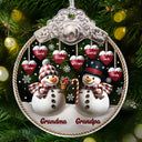 Happy, Christmas, Parents, Gift For Grandparents, Gift For Grandma, Gift For Grandpa - Snowman Grandma Grandpa Grandkids - Personalized Glass Ornament With Silver Cap