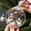 Happy, Christmas, Parents, Gift For Grandparents, Gift For Grandma, Gift For Grandpa - Snowman Grandma Grandpa Grandkids - Personalized Glass Ornament With Silver Cap