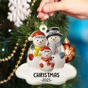 Christmas,Family,Parents,Gift For Grandparents,Happy - Snowman Grandparents Ceramic Effect - Personalized Custom Shaped Acrylic Ornament