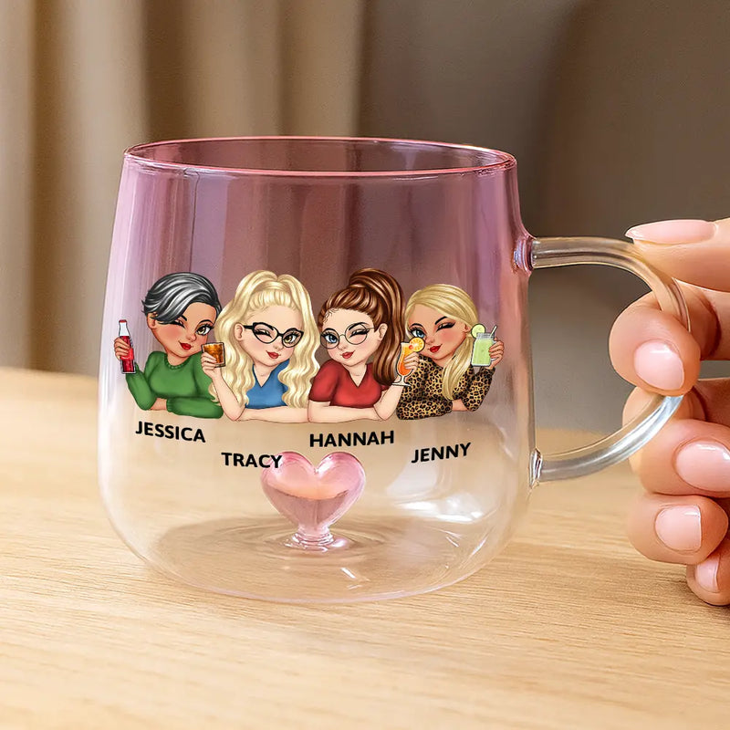 Gift For Bestie,Gift For Sisters,Gift For Women,Gifts For Colleagues,Funny - Right In The Throat Besties Sisters - Personalized Gradient Glass Mug