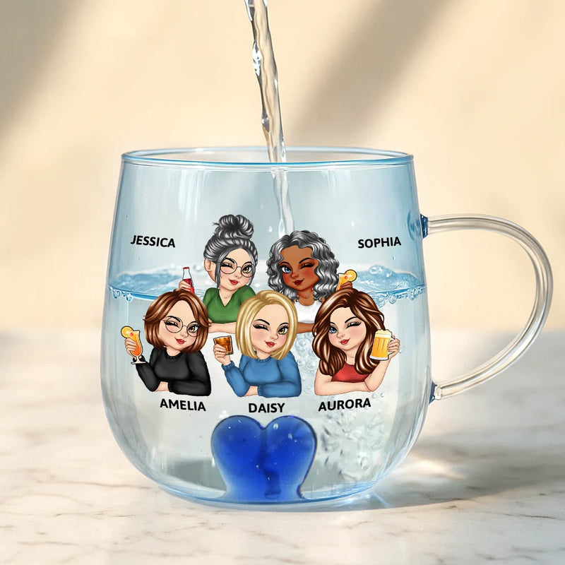 Gift For Bestie,Gift For Sisters,Gift For Women,Gifts For Colleagues,Funny - Right In The Throat Besties Sisters - Personalized Gradient Glass Mug