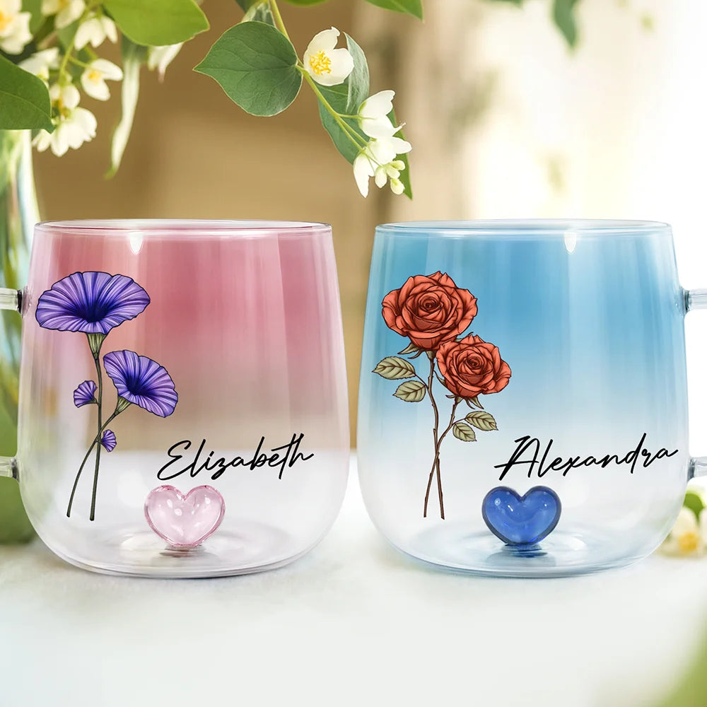 Birth Month Flowers Bloom Where You're Planted - Personalized Gradient Glass Mug