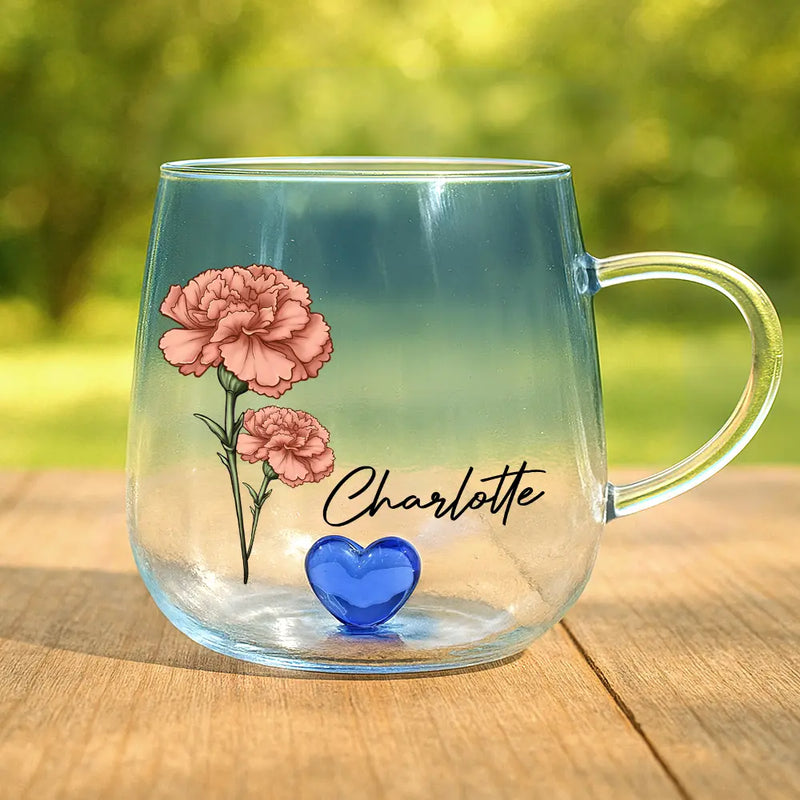 Happy,Gift For Yourself,Gift For Wife,Gift For Women,Gift For Bestie - Birth Month Flowers Bloom Where You're Planted - Personalized Gradient Glass Mug