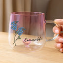 Happy,Gift For Yourself,Gift For Wife,Gift For Women,Gift For Bestie - Birth Month Flowers Bloom Where You're Planted - Personalized Gradient Glass Mug