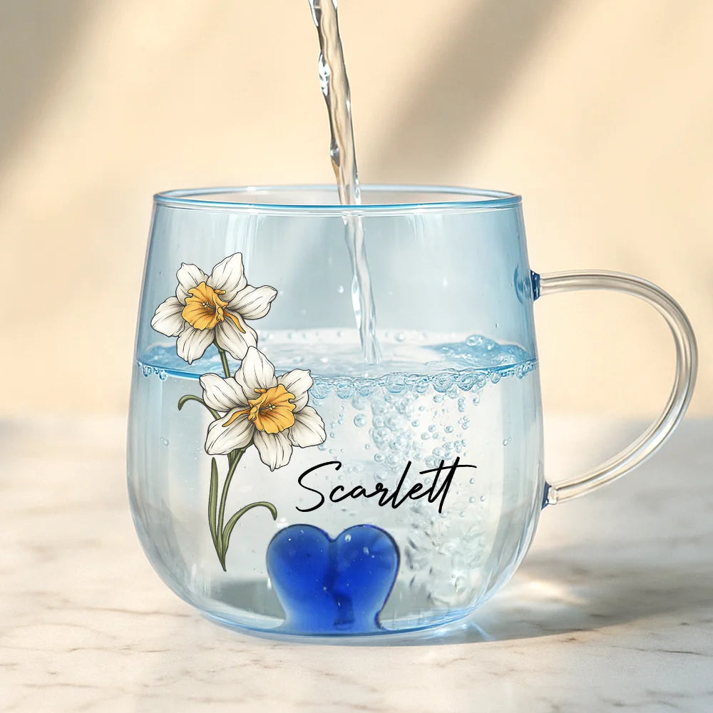 Happy,Gift For Yourself,Gift For Wife,Gift For Women,Gift For Bestie - Birth Month Flowers Bloom Where You're Planted - Personalized Gradient Glass Mug