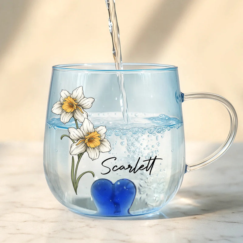Happy,Gift For Yourself,Gift For Wife,Gift For Women,Gift For Bestie - Birth Month Flowers Bloom Where You're Planted - Personalized Gradient Glass Mug