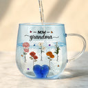 Love,Gift For Wife,Gift For Mother,Gift For Grandma,Gift For Sisters - First Mom Now Grandma Birth Flowers - Personalized Gradient Glass Mug