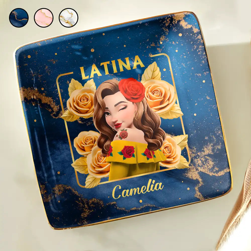 Gift For Bestie,Gift For Sisters,Gift For Yourself,Gift For Women,Happy,Hispanic - Hispanic Woman Latinos - Personalized Ring Dish