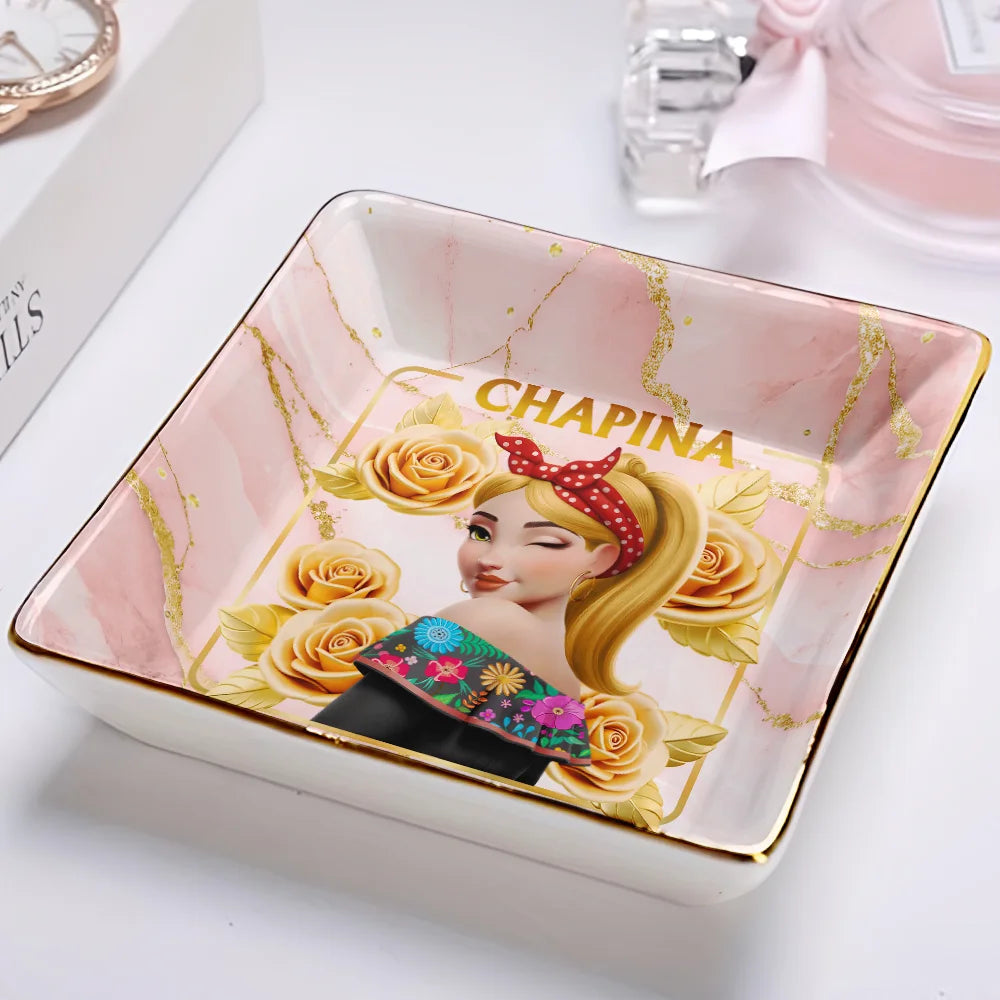 Gift For Bestie,Gift For Sisters,Gift For Yourself,Gift For Women,Happy,Hispanic - Hispanic Woman Latinos - Personalized Ring Dish