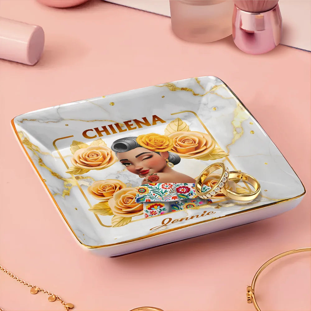 Gift For Bestie,Gift For Sisters,Gift For Yourself,Gift For Women,Happy,Hispanic - Hispanic Woman Latinos - Personalized Ring Dish