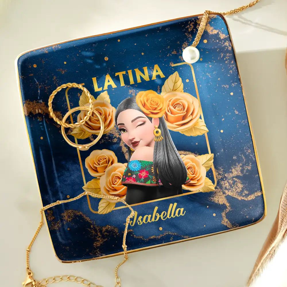 Gift For Bestie,Gift For Sisters,Gift For Yourself,Gift For Women,Happy,Hispanic - Hispanic Woman Latinos - Personalized Ring Dish