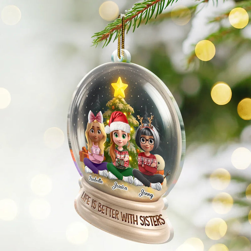 Gift For Bestie, Gift For Sisters, Happy, Gifts For Colleagues, Christmas - Besties Forever Funny 3D Cartoon Christmas - Personalized Custom Shaped Acrylic Ornament