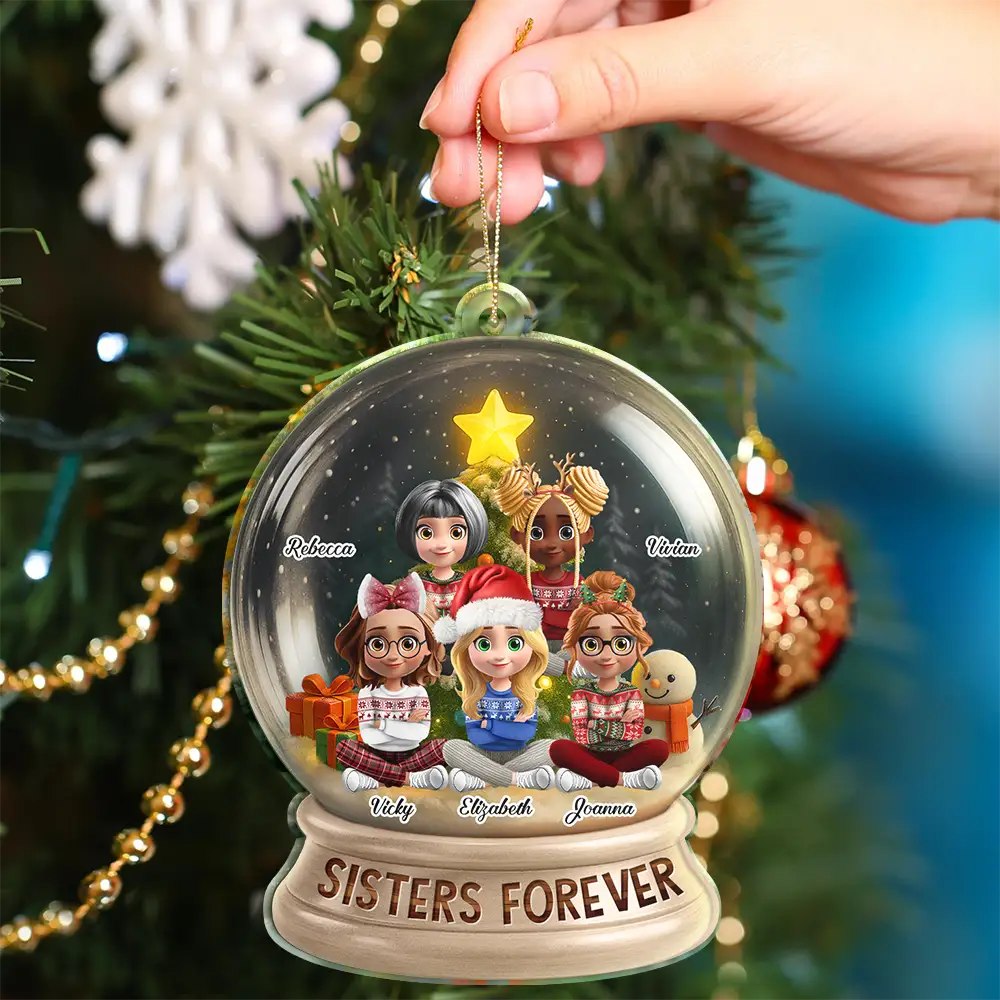 Gift For Bestie, Gift For Sisters, Happy, Gifts For Colleagues, Christmas - Besties Forever Funny 3D Cartoon Christmas - Personalized Custom Shaped Acrylic Ornament