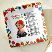 Gift For Bestie,Gift For Sisters,Gift For Yourself,Gift For Women,Happy,Hispanic,Christian - God Says You Are Hispanic Woman Latina Mexican - Personalized Ring Dish