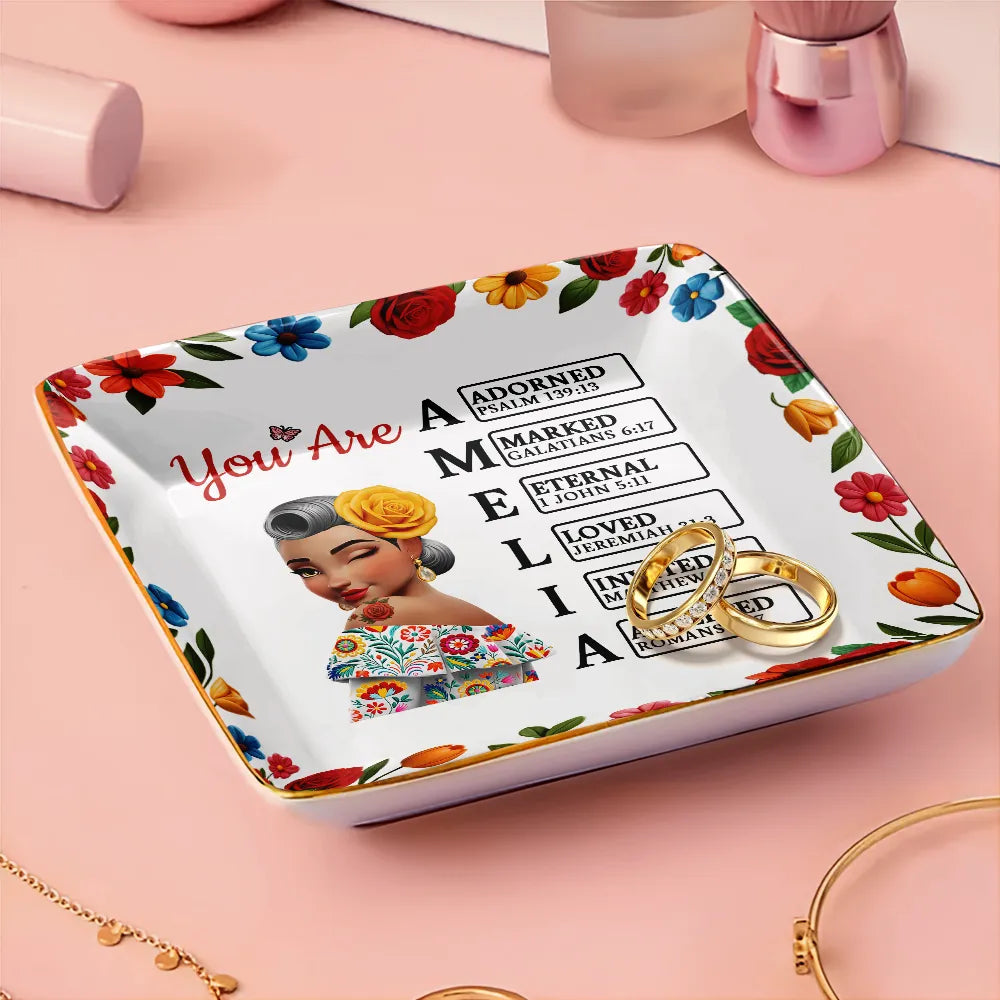 Gift For Bestie,Gift For Sisters,Gift For Yourself,Gift For Women,Happy,Hispanic,Christian - God Says You Are Hispanic Woman Latina Mexican - Personalized Ring Dish