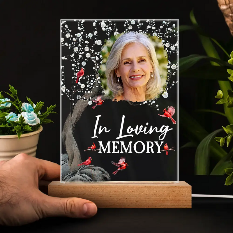 Memorial,Family,Parents,Gift For Grandparents,Sad - Custom Photo When You Miss Me Have No Fear Memorial - Personalized 3D Led Light Wooden Base