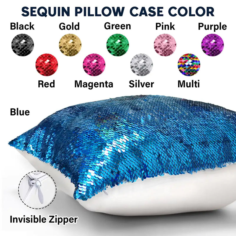 Gift For Couples,Happy,Family,Pet Lovers,Gift For Bestie,Gift For Grandparents,Parents,Gift For Grandma,Gift For Mother - Custom Photo Glass Portrait Mom Grandma Parents Family - Personalized Sequin Pillow, Mermaid Sequin Cushion Magic Reversible Throw Pillow