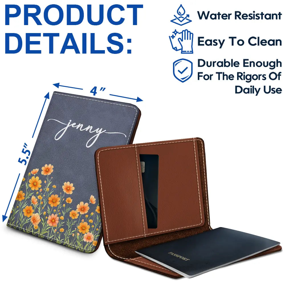 Gift For Yourself,Gift For Women,Gift For Men,Happy - Birth Month Flower Watercolor Blooming In Love - Personalized Passport Cover, Passport Holder