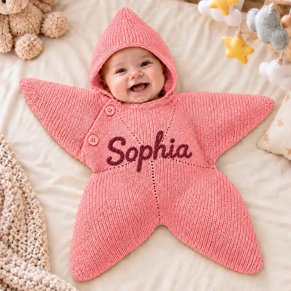 Baby's First Christmas, Baby Shower Gift For Newborn, New Parents - Personalized Embroidery Letter Baby Star Suit