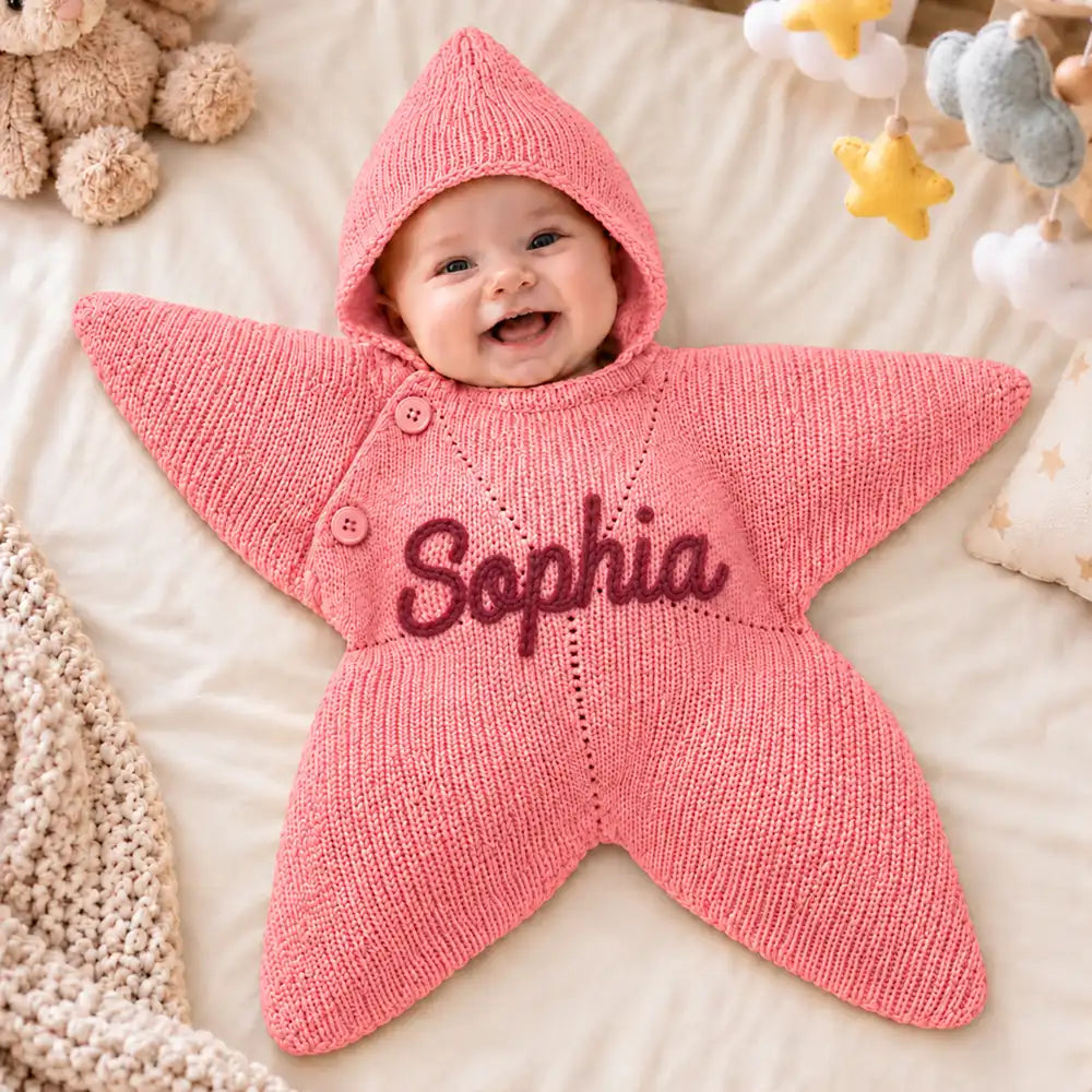 Baby's First Christmas, Baby Shower Gift For Newborn, New Parents - Personalized Embroidery Letter Baby Star Suit