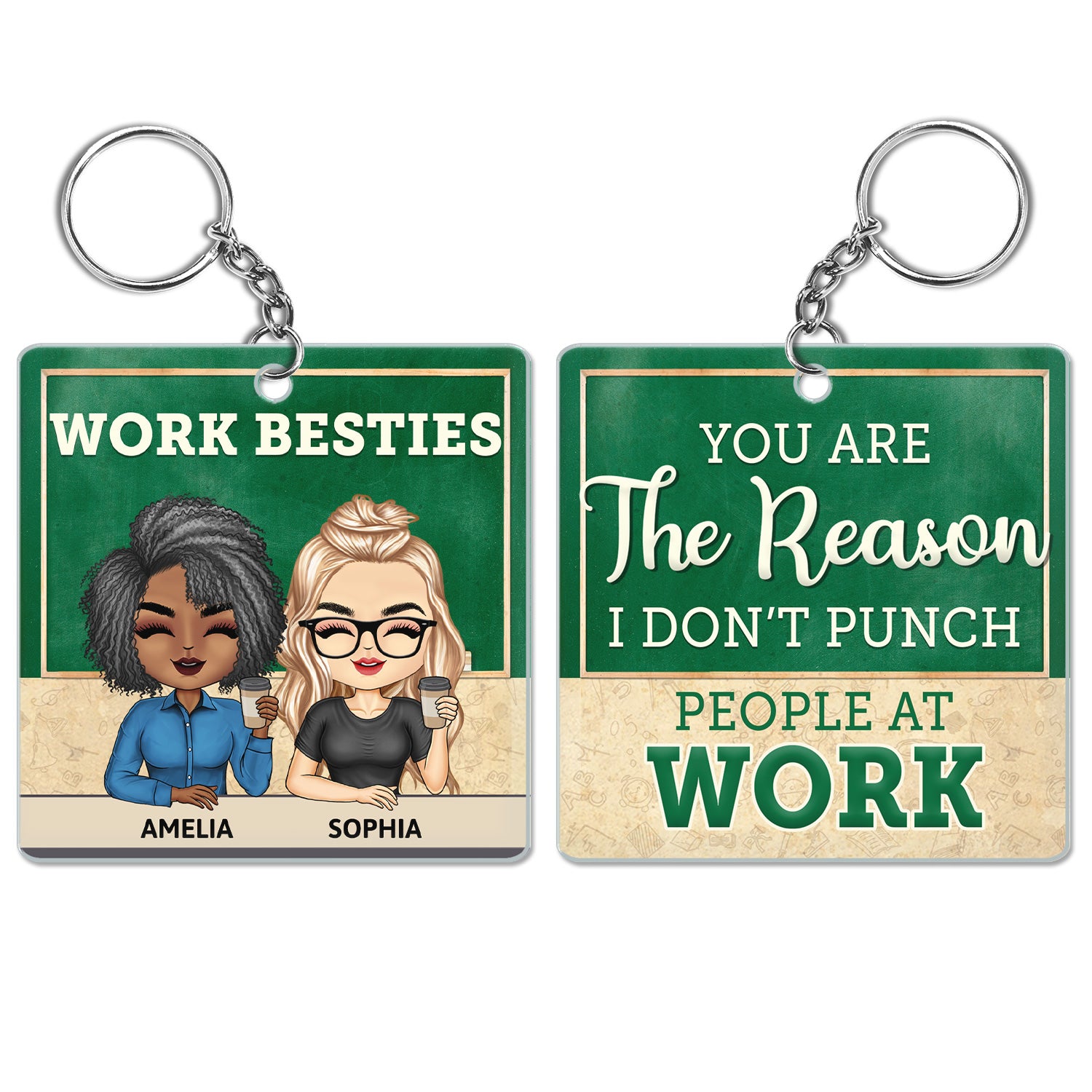 You Are The Reason I Don't Punch People At Work Teacher - Funny, Anniversary, Birthday Gifts For Colleagues, Coworker, Besties - Personalized Custom Acrylic Keychain