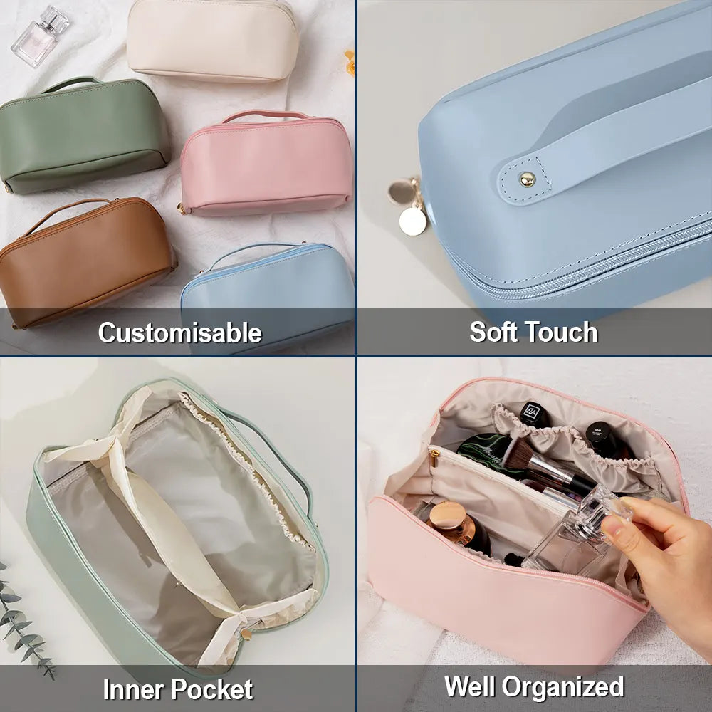 Gift For Women, Happy, Gift For Bestie, Gift For Sisters, Gift For Daughter, Travel, Cruising, Beach - All My Cruise Crap - Personalized Embroidered Leather Makeup Bag