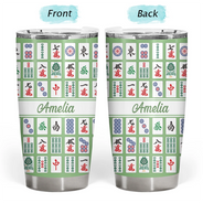 Top Market,Gift For Bestie,Custom Text,Happy - Mahjong Pattern Matching Name - Personalized Tumbler