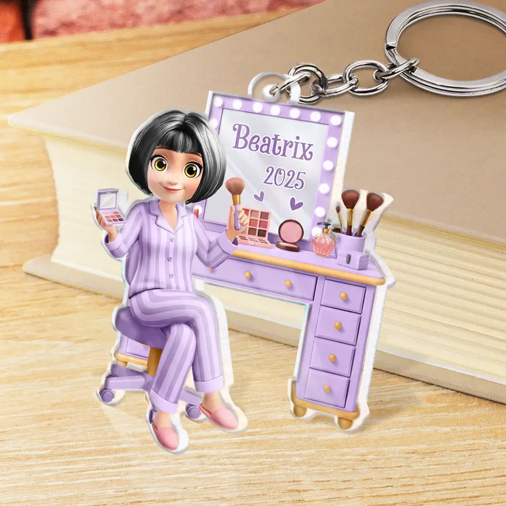 Gift For Women,Happy - Makeup Girl Beauty 3D Effect - Personalized Acrylic Keychain
