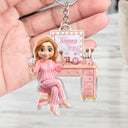 Gift For Women,Happy - Makeup Girl Beauty 3D Effect - Personalized Acrylic Keychain