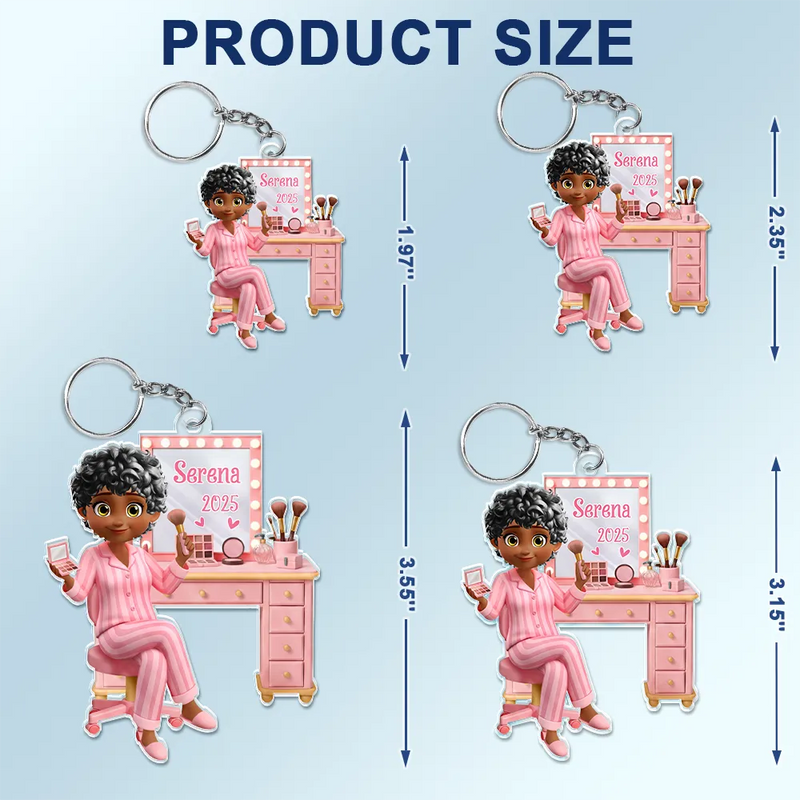 Gift For Women,Happy - Makeup Girl Beauty 3D Effect - Personalized Acrylic Keychain