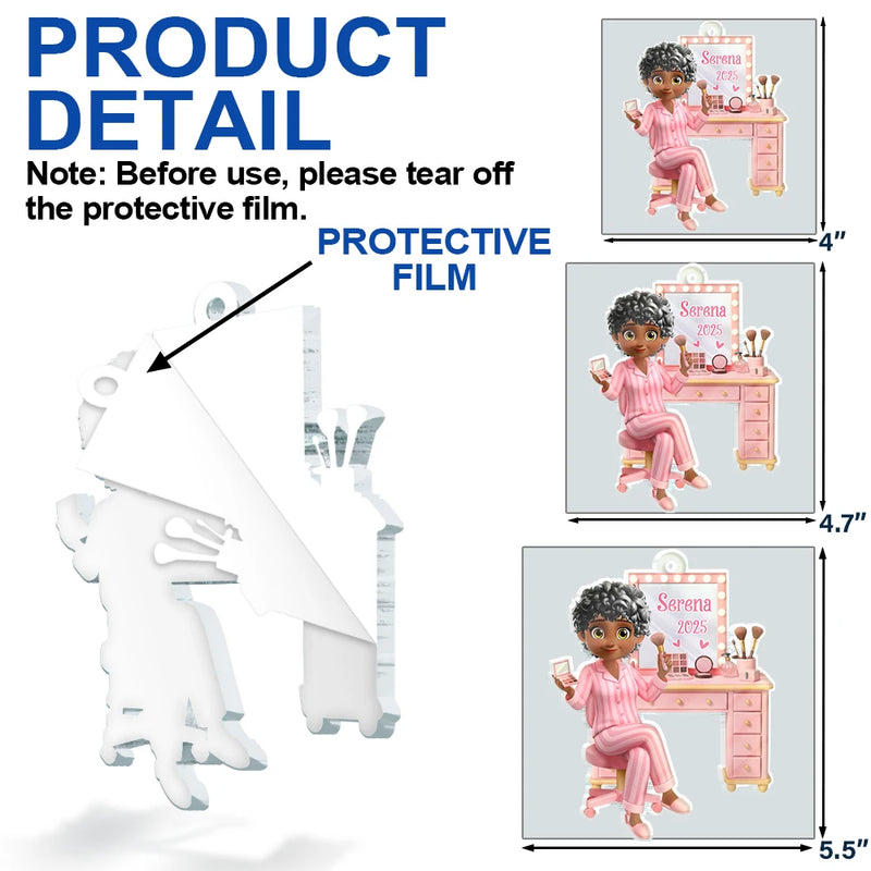 Gift For Women, Happy, Christmas - Makeup Girl Beauty 3D Effect - Personalized Custom Shaped Acrylic Ornament