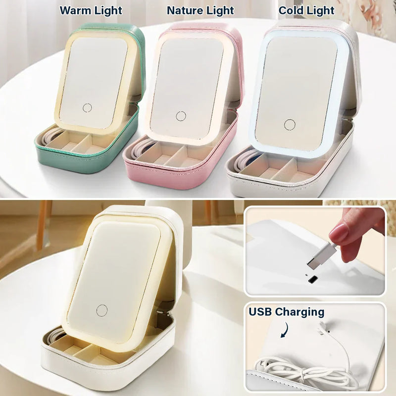 Gift For Daughter, Gift For Women, Happy, Gift For Grandkids - Faux Pressed Birth Flower My Daughter Forever - Personalized Makeup Box With LED Mirror