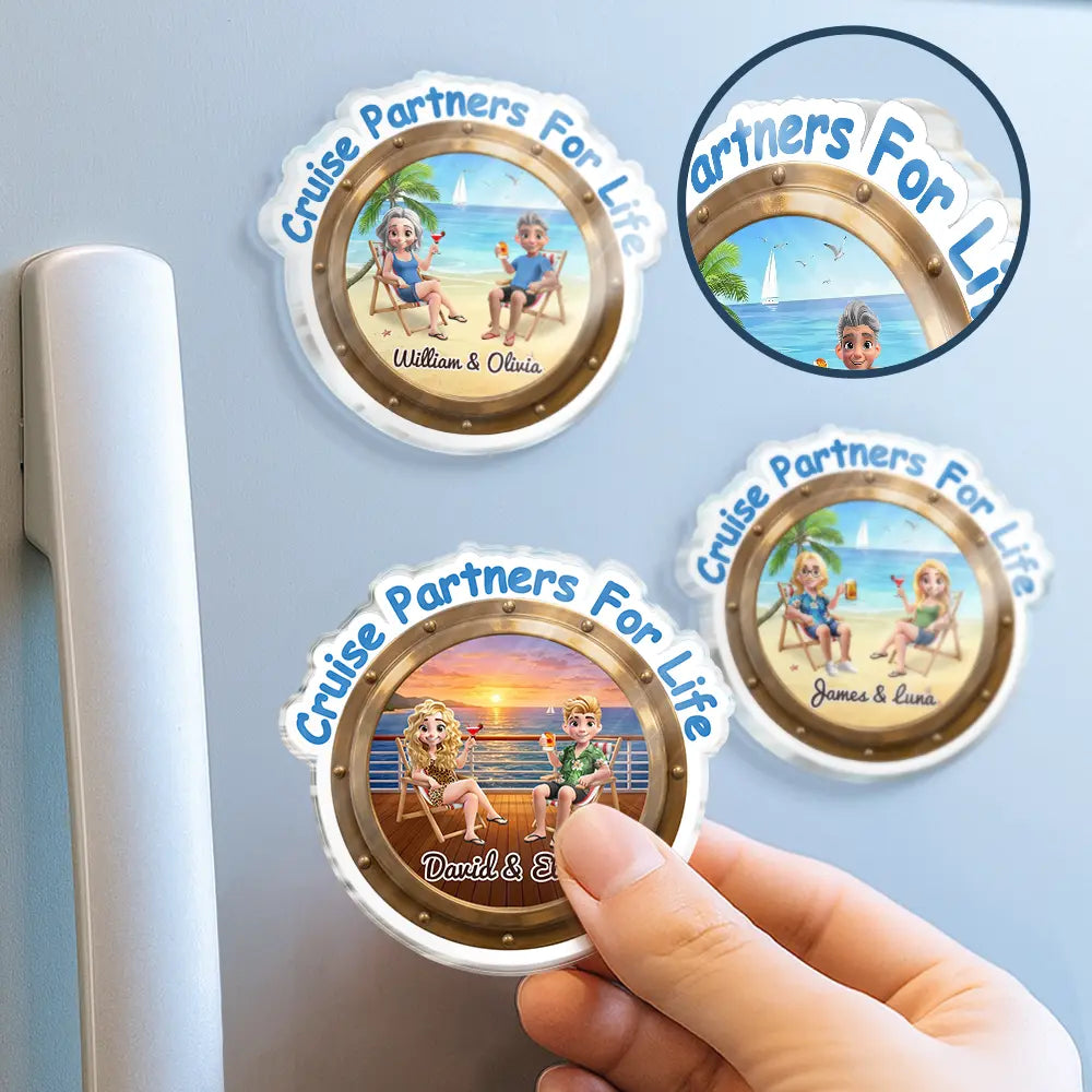 Summer, Gift For Couples, Cruising, Romantic, Vector - Making Memories Cruise At A Time - Personalized Acrylic Magnet