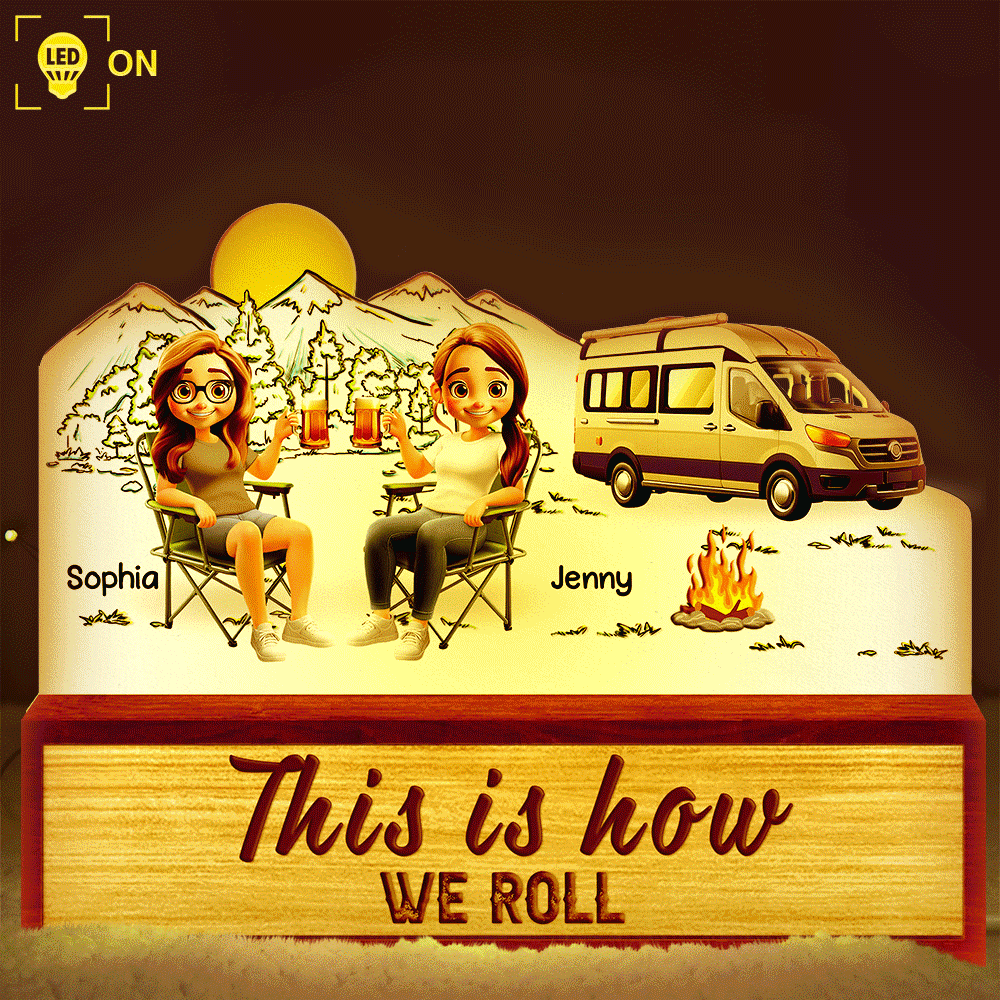 Camping,Campsite,Gift For Couples,Happy,Gift For Husband,Gift For Girlfriend,Gift For Boyfriend,Gift For Wife - Making Memories One Campsite 3d Couple - Personalized Custom Shaped Light Box