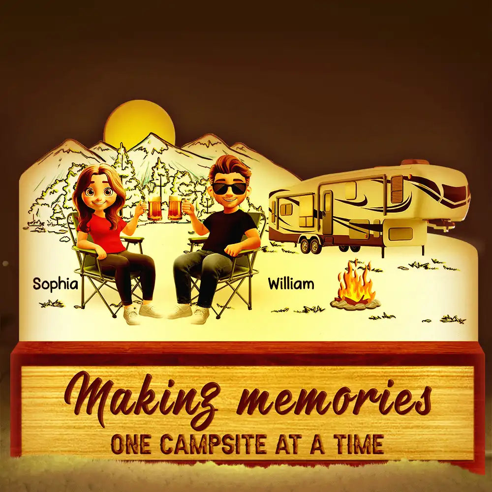 Making Memories One Campsite 3D Couple - Personalized Custom Shaped Light Box