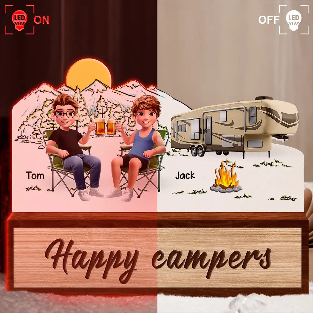 Camping,Campsite,Gift For Couples,Happy,Gift For Husband,Gift For Girlfriend,Gift For Boyfriend,Gift For Wife - Making Memories One Campsite 3d Couple - Personalized Custom Shaped Light Box