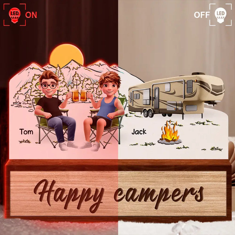 Camping,Campsite,Gift For Couples,Happy,Gift For Husband,Gift For Girlfriend,Gift For Boyfriend,Gift For Wife - Making Memories One Campsite 3d Couple - Personalized Custom Shaped Light Box