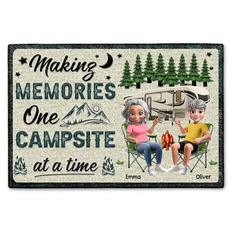 Happy,Camping,Campsite,Gift For Husband,Gift For Boyfriend,Gift For Wife,Gift For Girlfriend,Gift For Couples - Making Memories One Campsite At A Time - Personalized Doormat