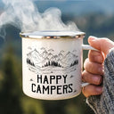 Gift For Couples,Old Couples,Gift For Husband,Gift For Wife,Gift For Boyfriend,Gift For Girlfriend,Happy - Making Memories One Campsite At A Time - Personalized Enamel Mug