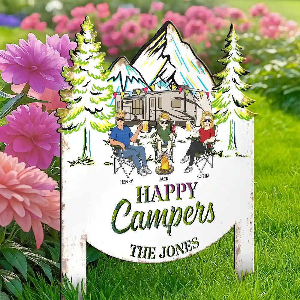Camping, Campsite, Family - Making Memories One Campsite At A Time - Personalized Metal Garden Stake