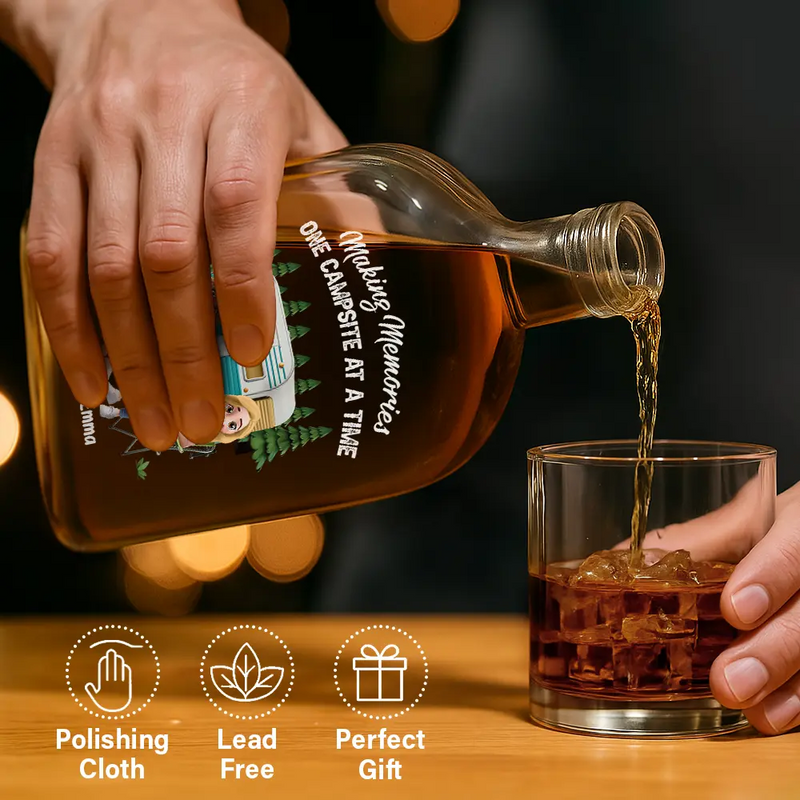 Camping,Campsite,Gift For Couples,Happy,Gift For Husband,Gift For Girlfriend,Gift For Boyfriend,Gift For Wife - Making Memories One Campsite At A Time - Personalized Whiskey Bottle