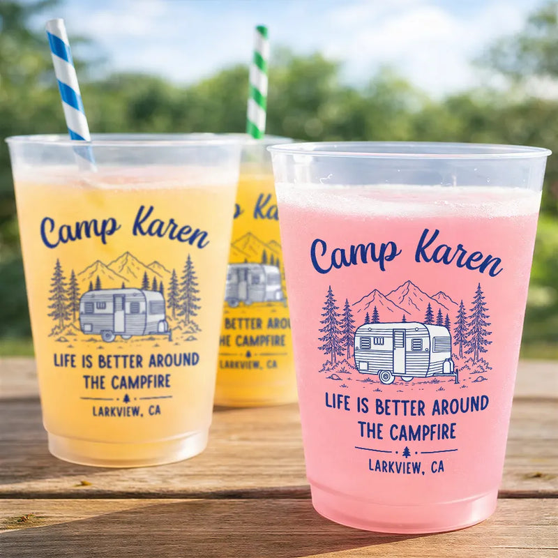 Playful,Camping,Family,Summer,Custom Text - Making Memories One Campsite At A Time Party - Personalized Frosted Cups
